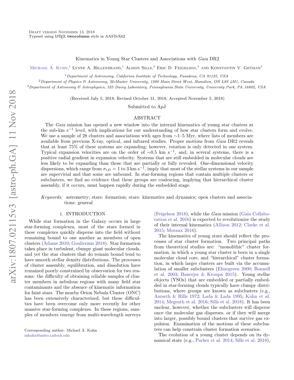 Kinematics in Young Star Clusters and Associations with Gaia DR2