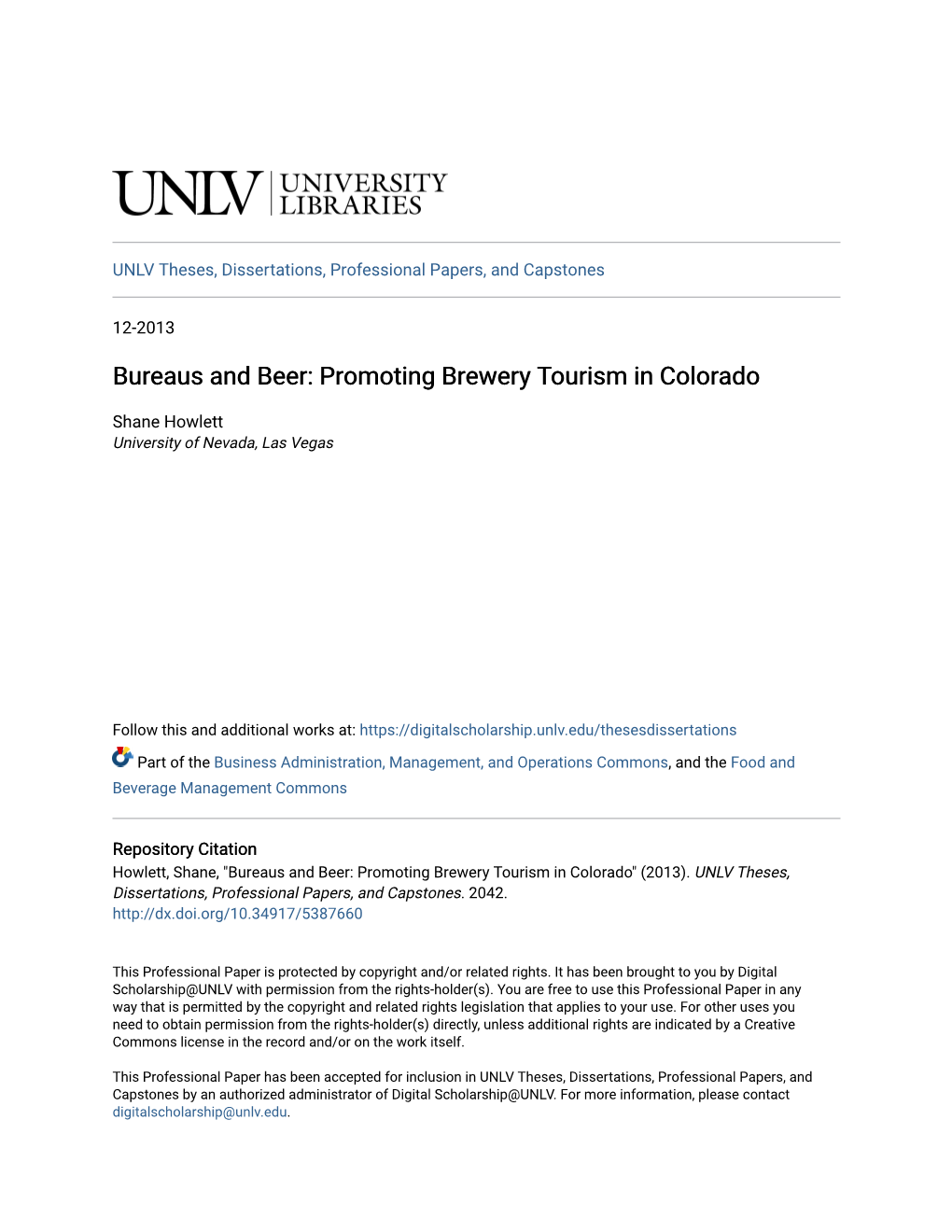 Bureaus and Beer: Promoting Brewery Tourism in Colorado
