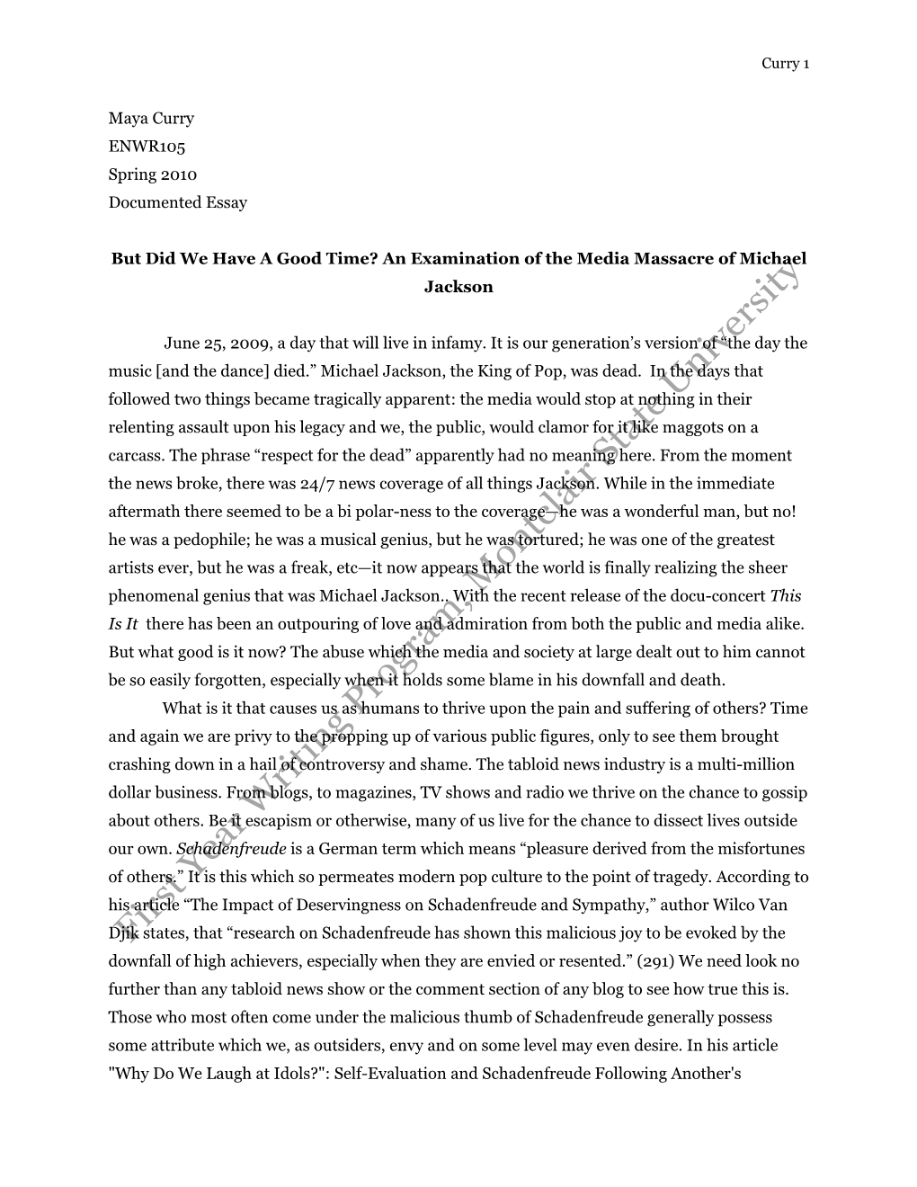 Maya Curry ENWR105 Spring 2010 Documented Essay