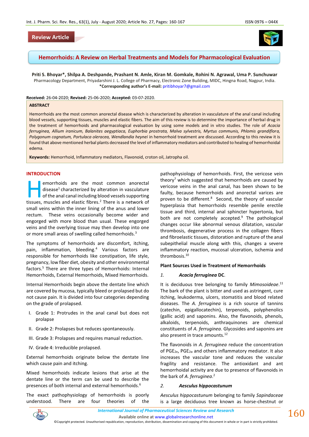 Hemorrhoids: a Review on Herbal Treatments and Models for Pharmacological Evaluation