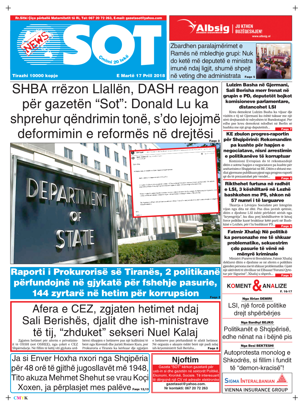 SHBA Rrëzon Llallën, DASH Reagon Për Gazetën “Sot”: Donald Lu Ka