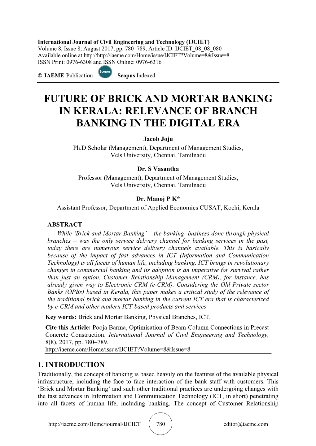 Future of Brick and Mortar Banking in Kerala: Relevance of Branch Banking in the Digital Era