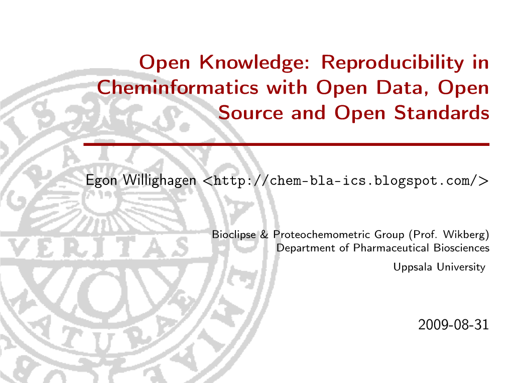 Reproducibility in Cheminformatics with Open Data, Open Source and Open Standards