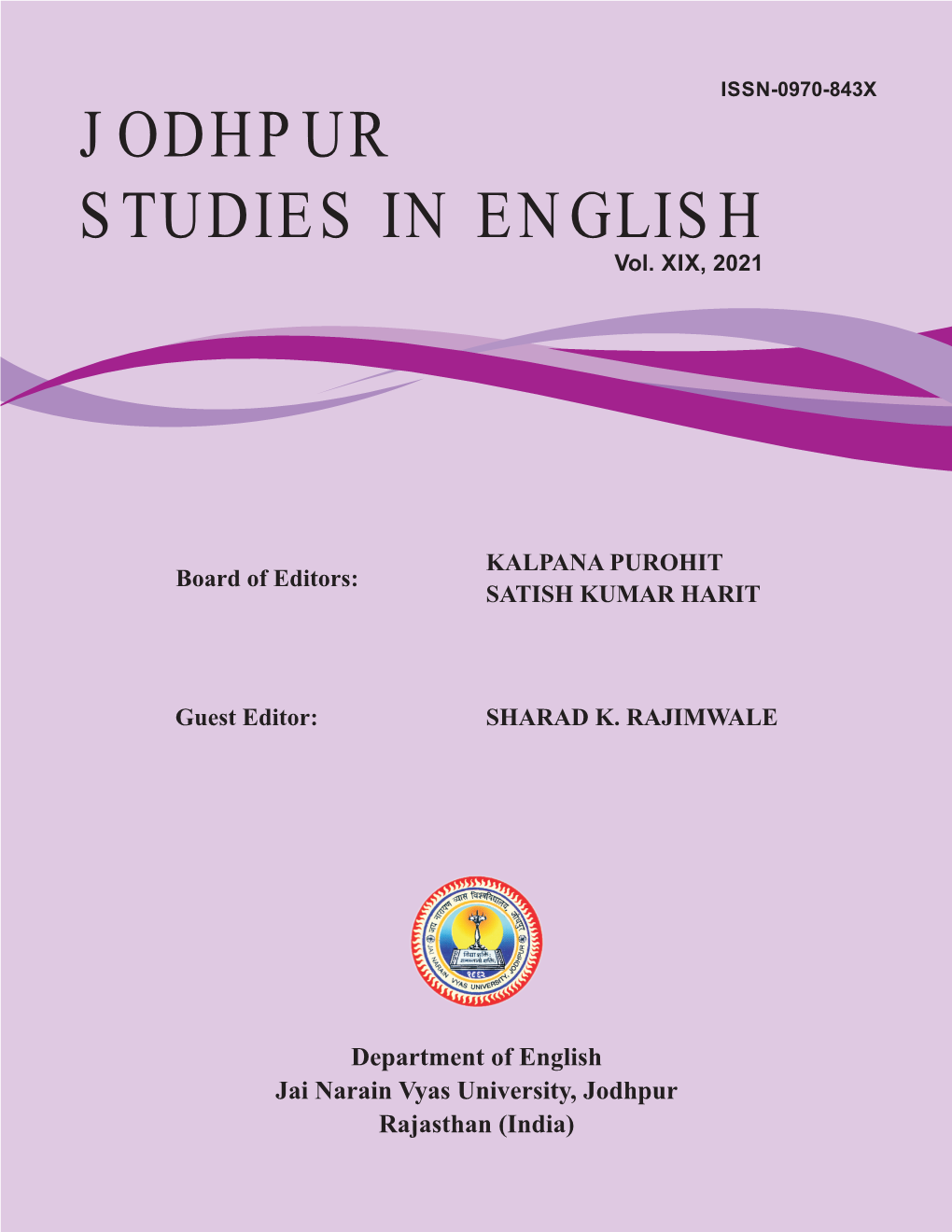 JODHPUR STUDIES in ENGLISH Vol