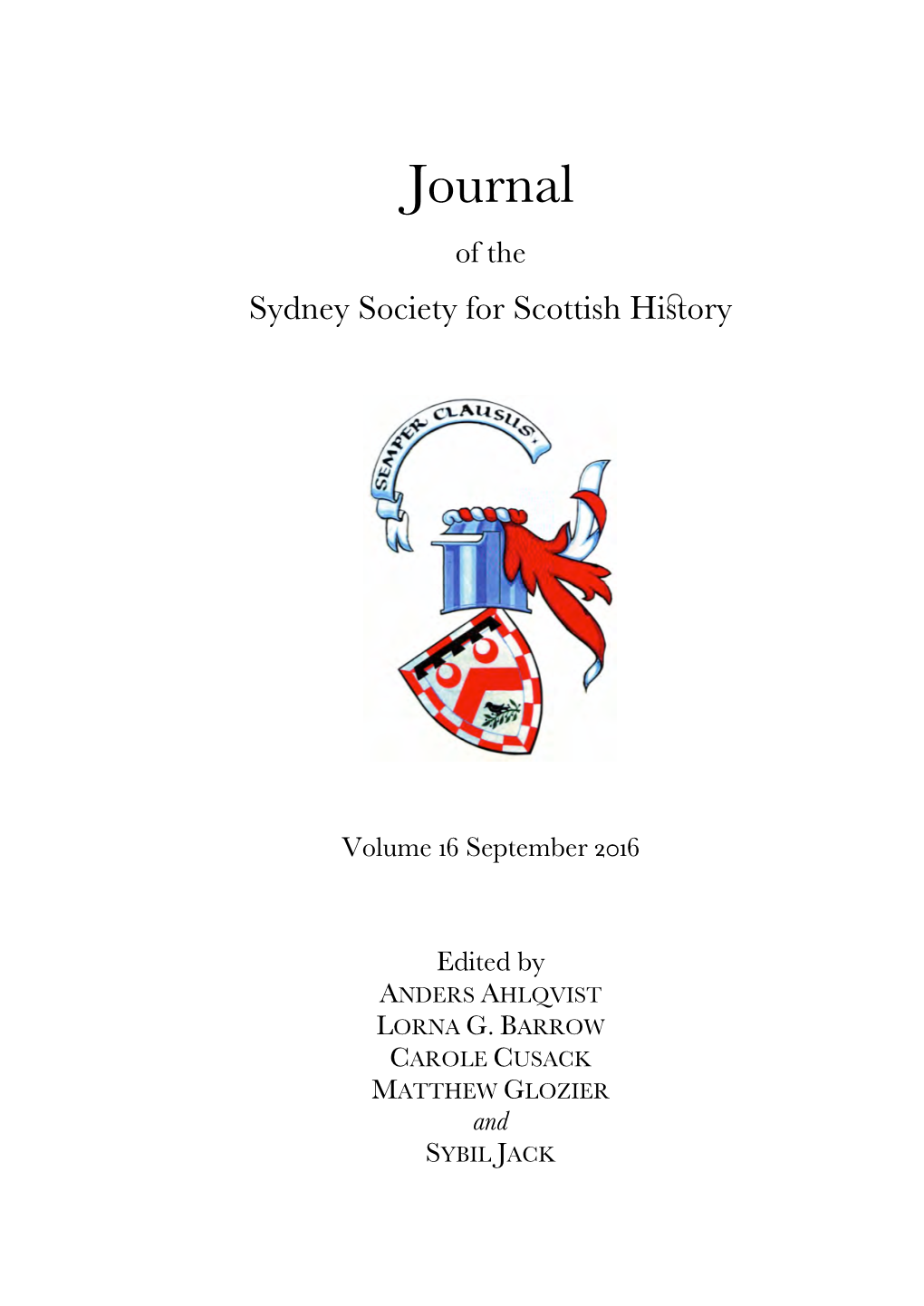 Journal of the Sydney Society for Scottish Hiﬆory
