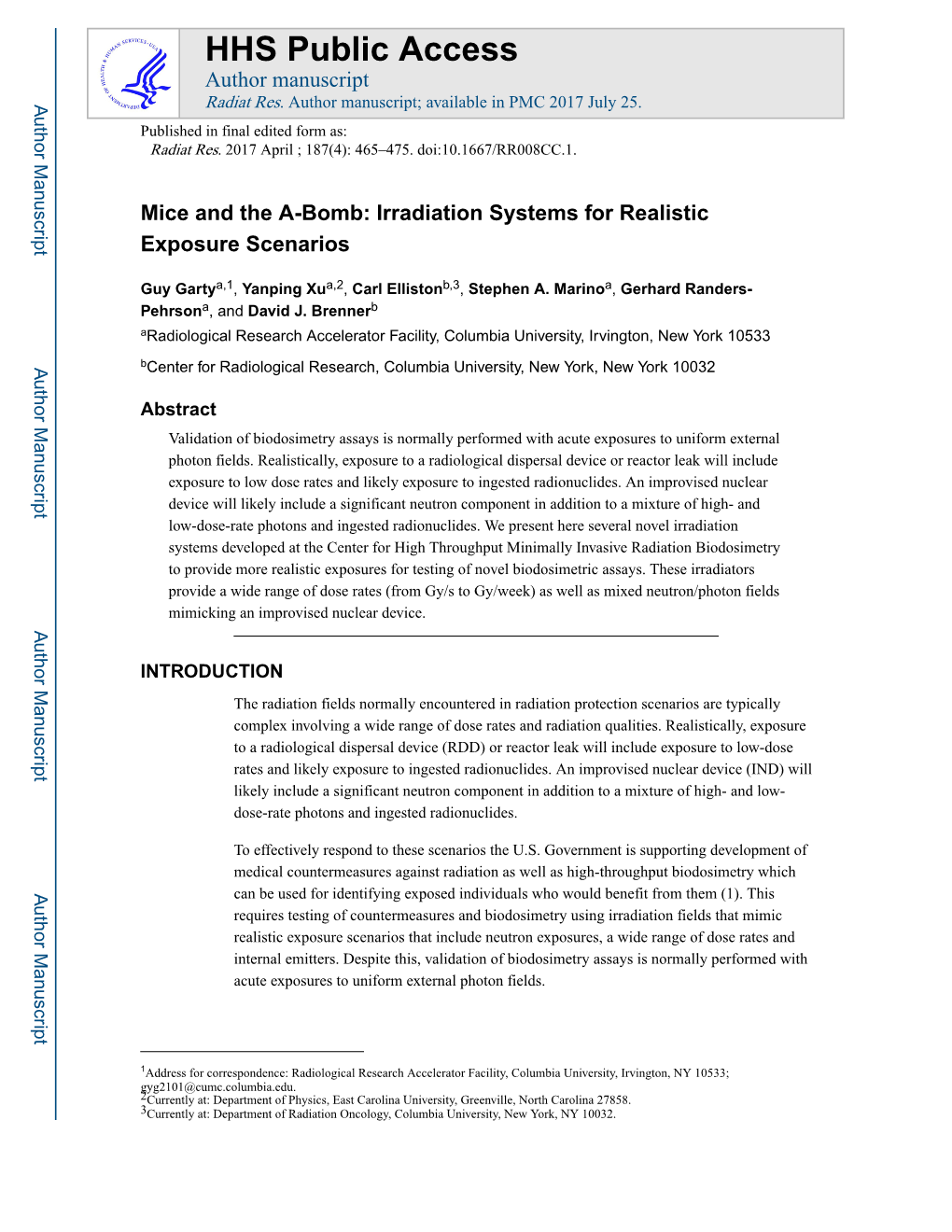 Mice and the A-Bomb: Irradiation Systems for Realistic Exposure Scenarios