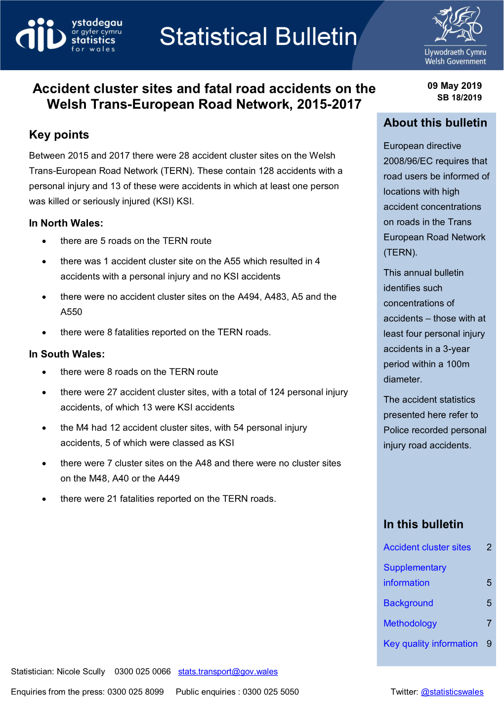 Accident Cluster Sites and Fatal Road Accidents on the Welsh Trans