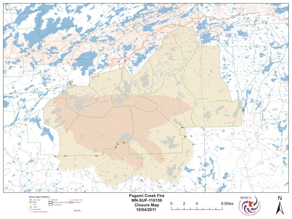 Pagami Creek Fire MN-SUF-110159 Closure Map 10/04/2011