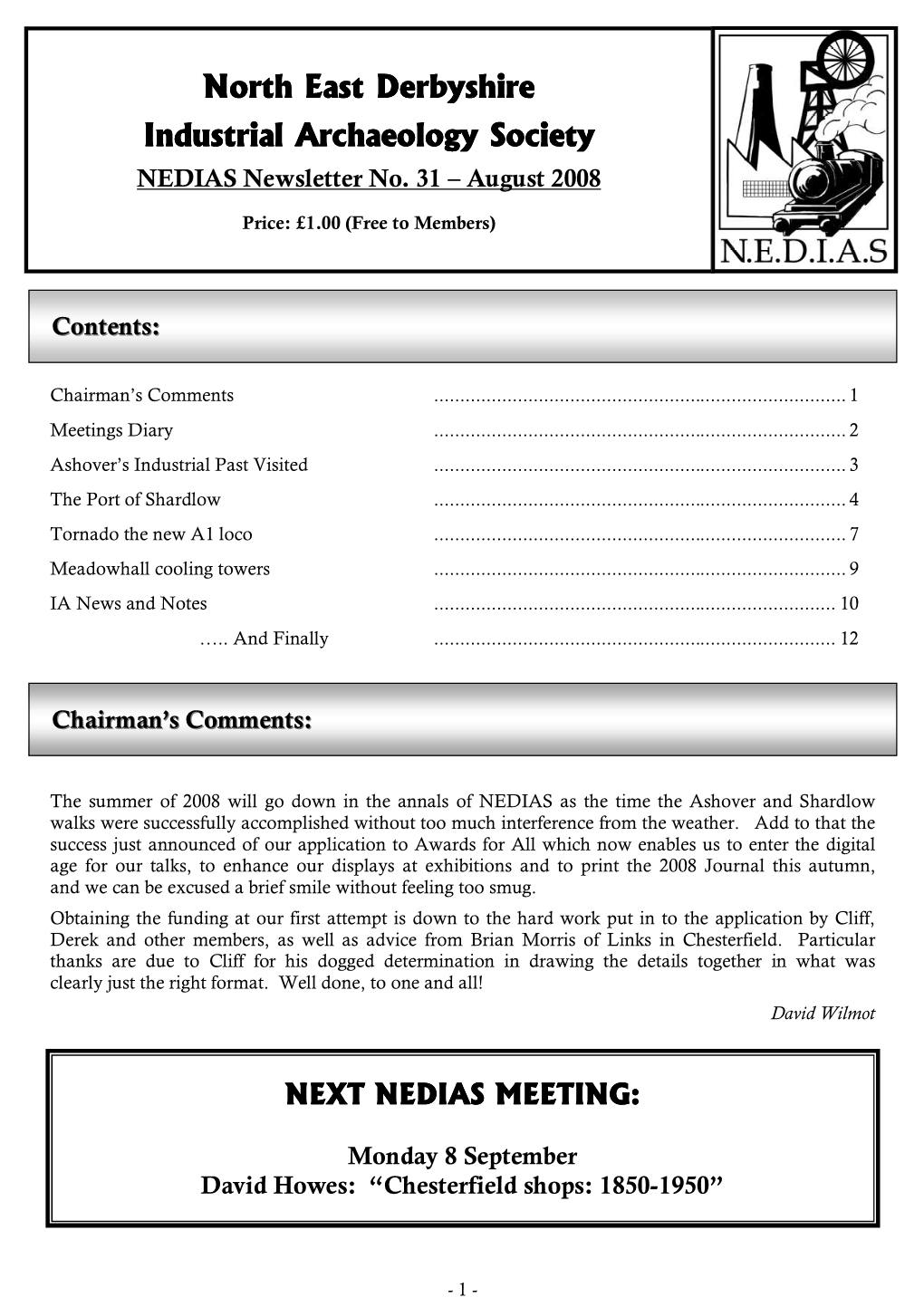 NEDIAS Newsletter No. 31 August 2008