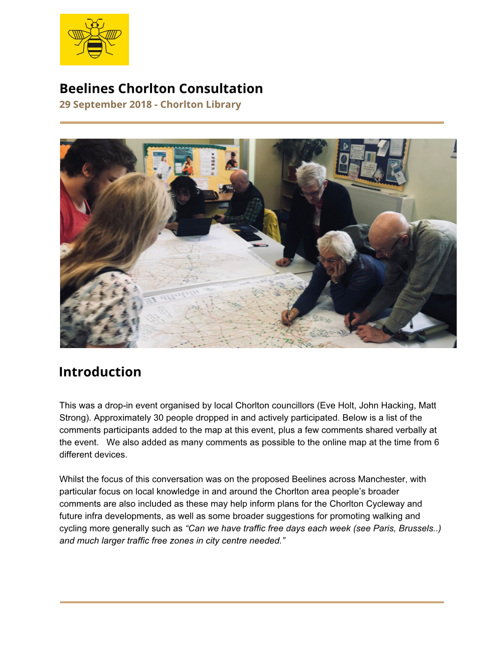 Beelines Chorlton Consultation Introduction