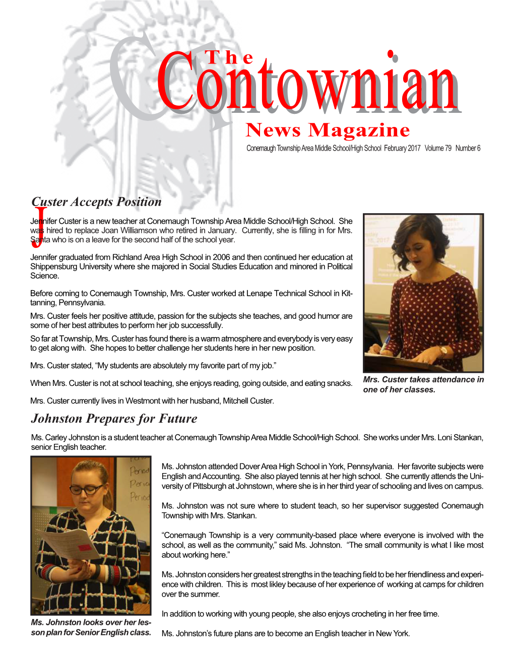 News Magazine C Tconemaugh Township Area Middle School/High School February 2017 Volume 79 Number 6