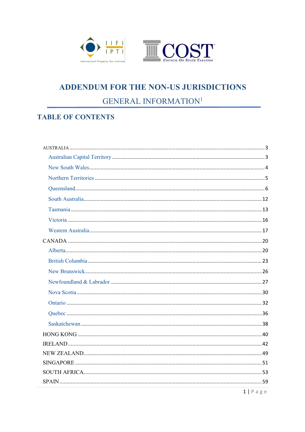 Addendum for the Non-Us Jurisdictions General Information1