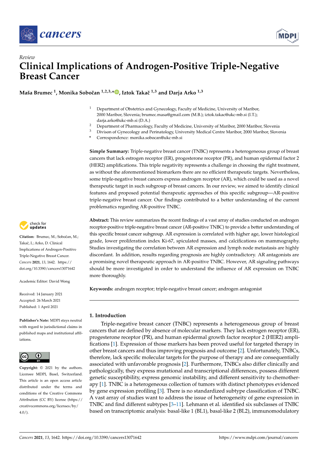 Clinical Implications of Androgen-Positive Triple-Negative Breast Cancer