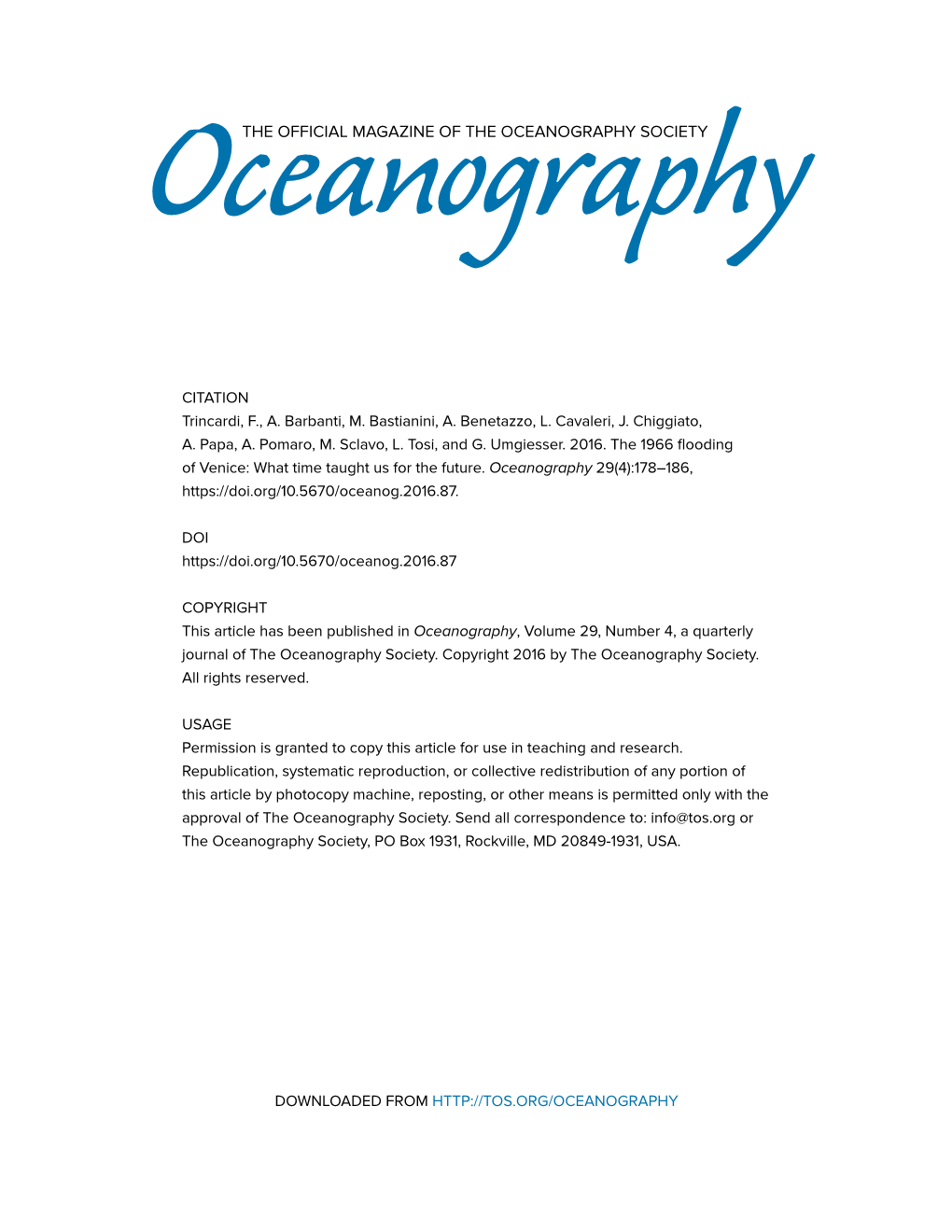 Oceanographyra Societyphy