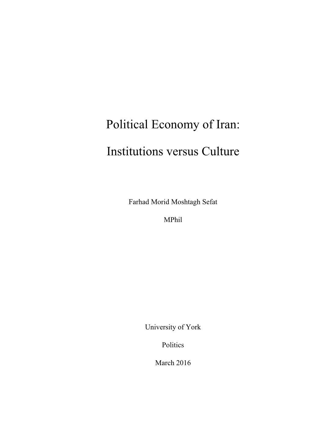 Political Economy of Iran