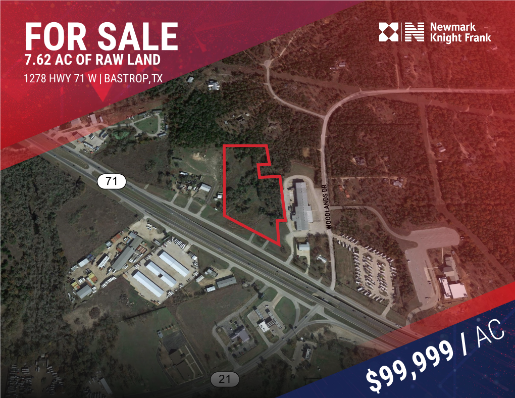 For Sale 7.62 Ac of Raw Land 1278 Hwy 71 W | Bastrop, Tx