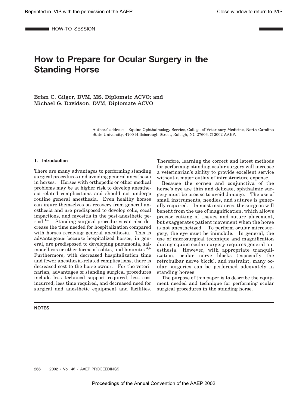 How to Prepare for Ocular Surgery in the Standing Horse