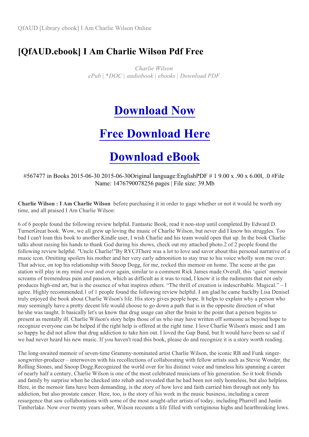 Qfaud [Library Ebook] I Am Charlie Wilson Online