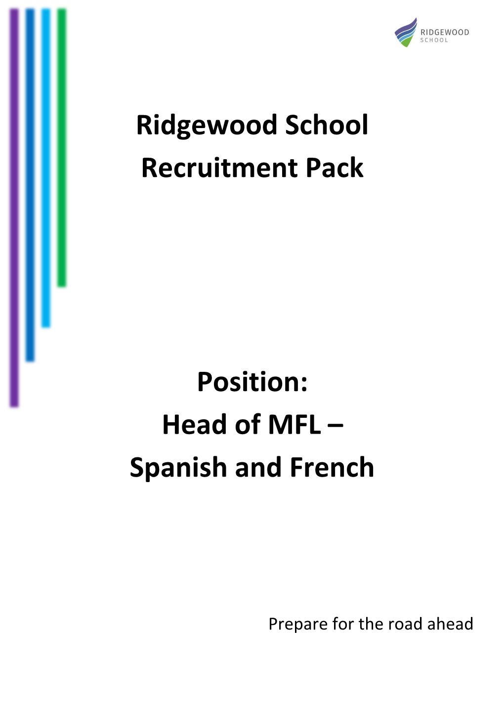 Ridgewood School Recruitment Pack Position