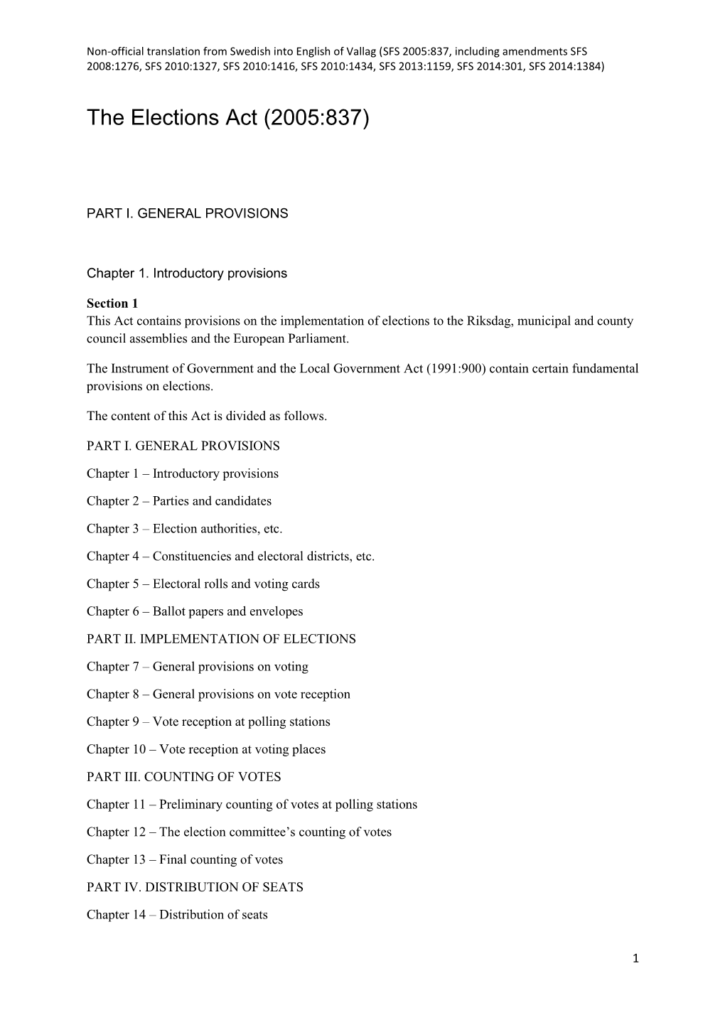 The Elections Act (2005:837)