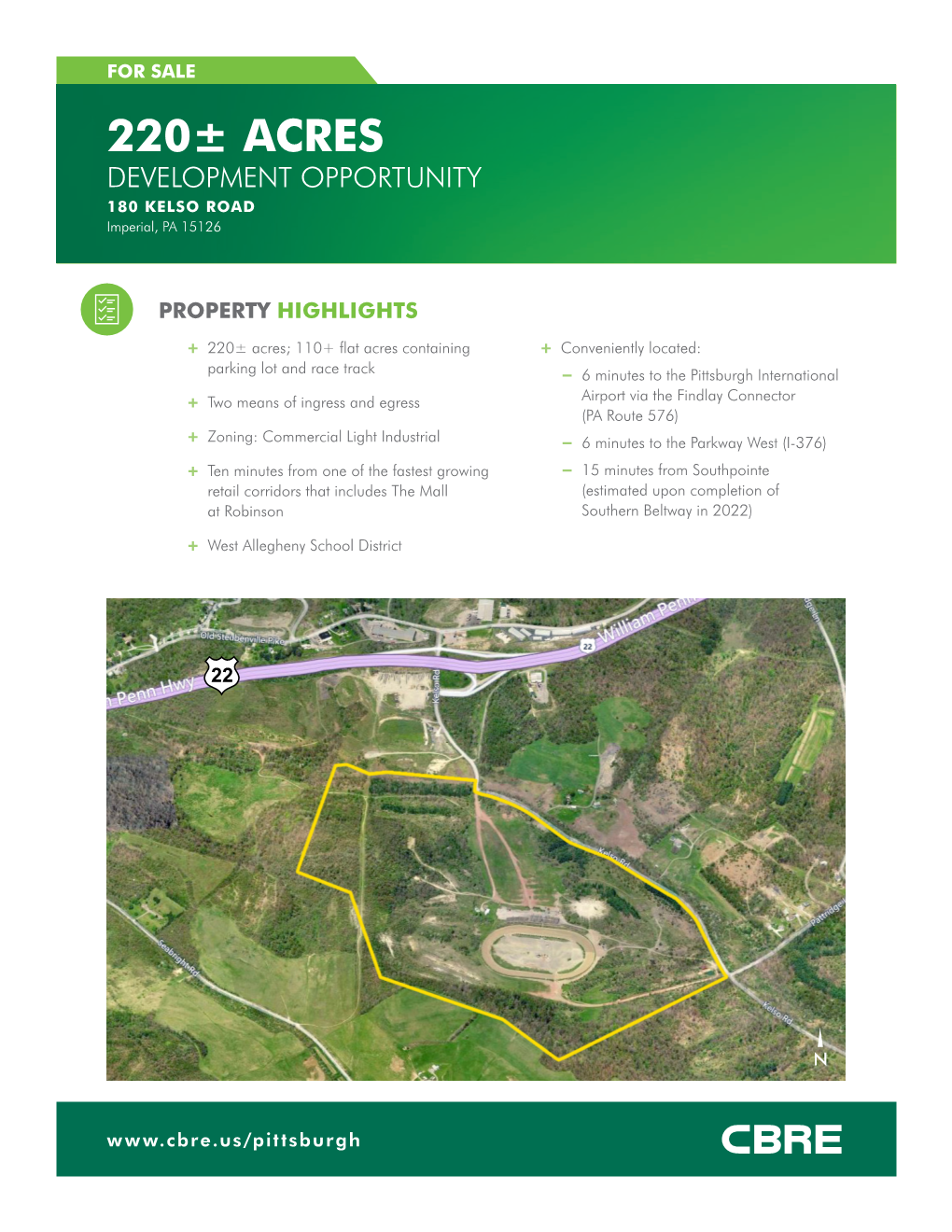 220± ACRES DEVELOPMENT OPPORTUNITY 180 KELSO ROAD Imperial, PA 15126