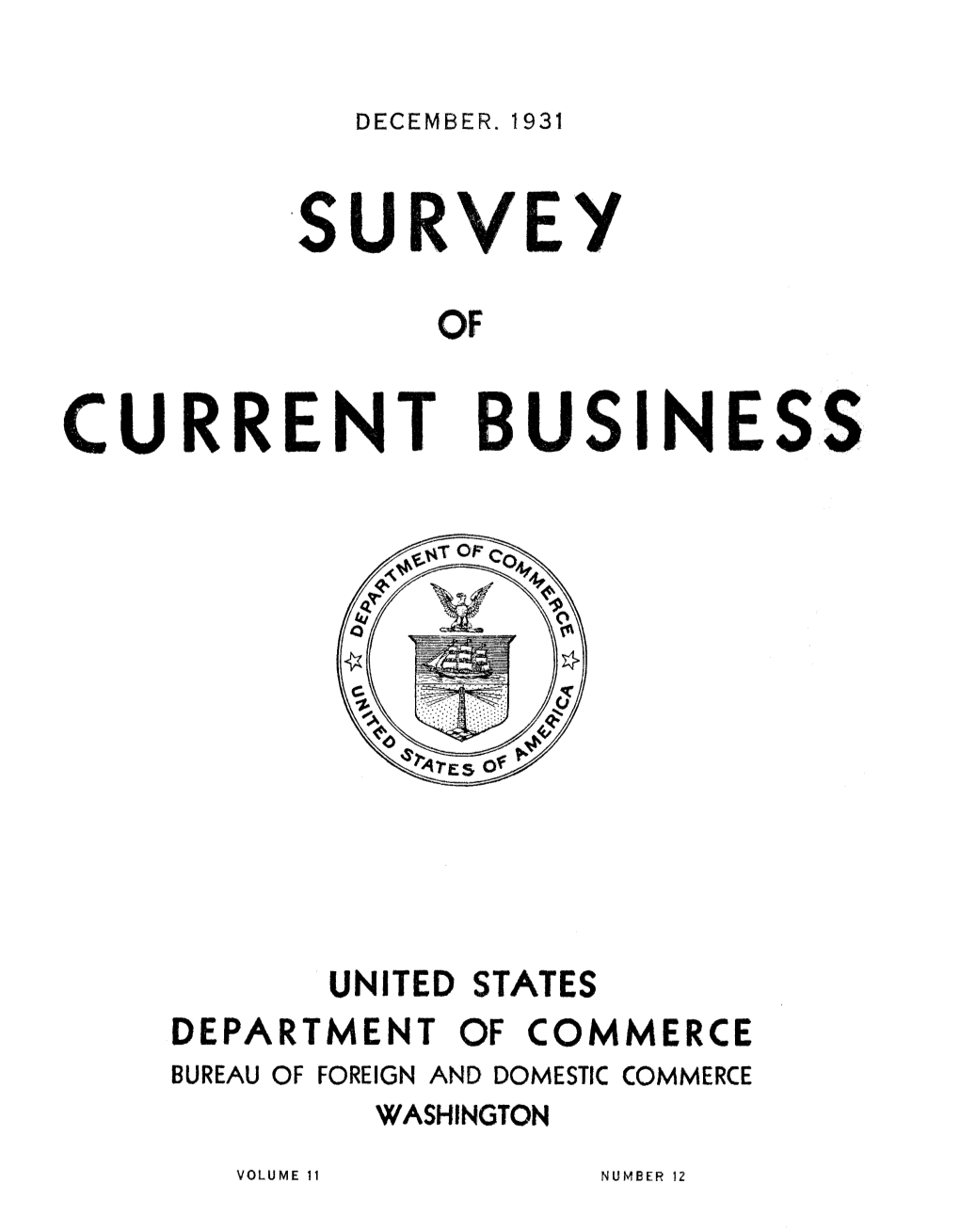 Survey of Current Business December 1931