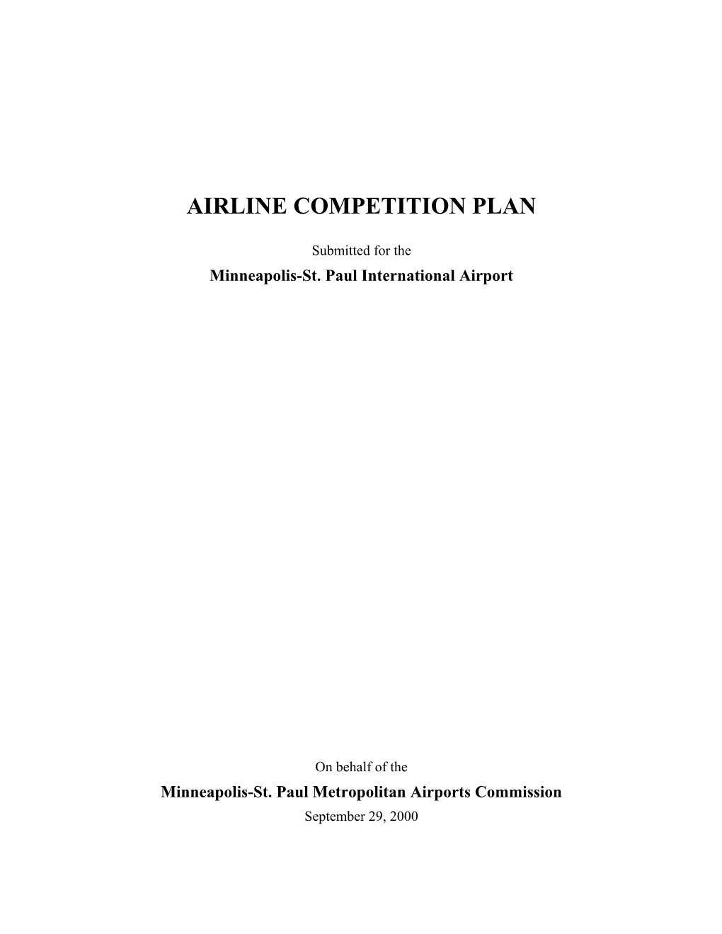 2000 Airline Competition Plan