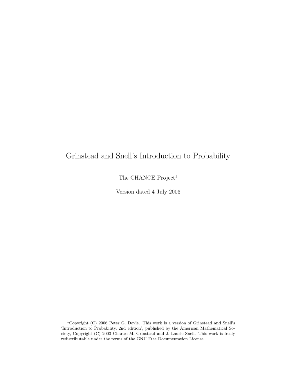 Grinstead and Snell's Introduction to Probability