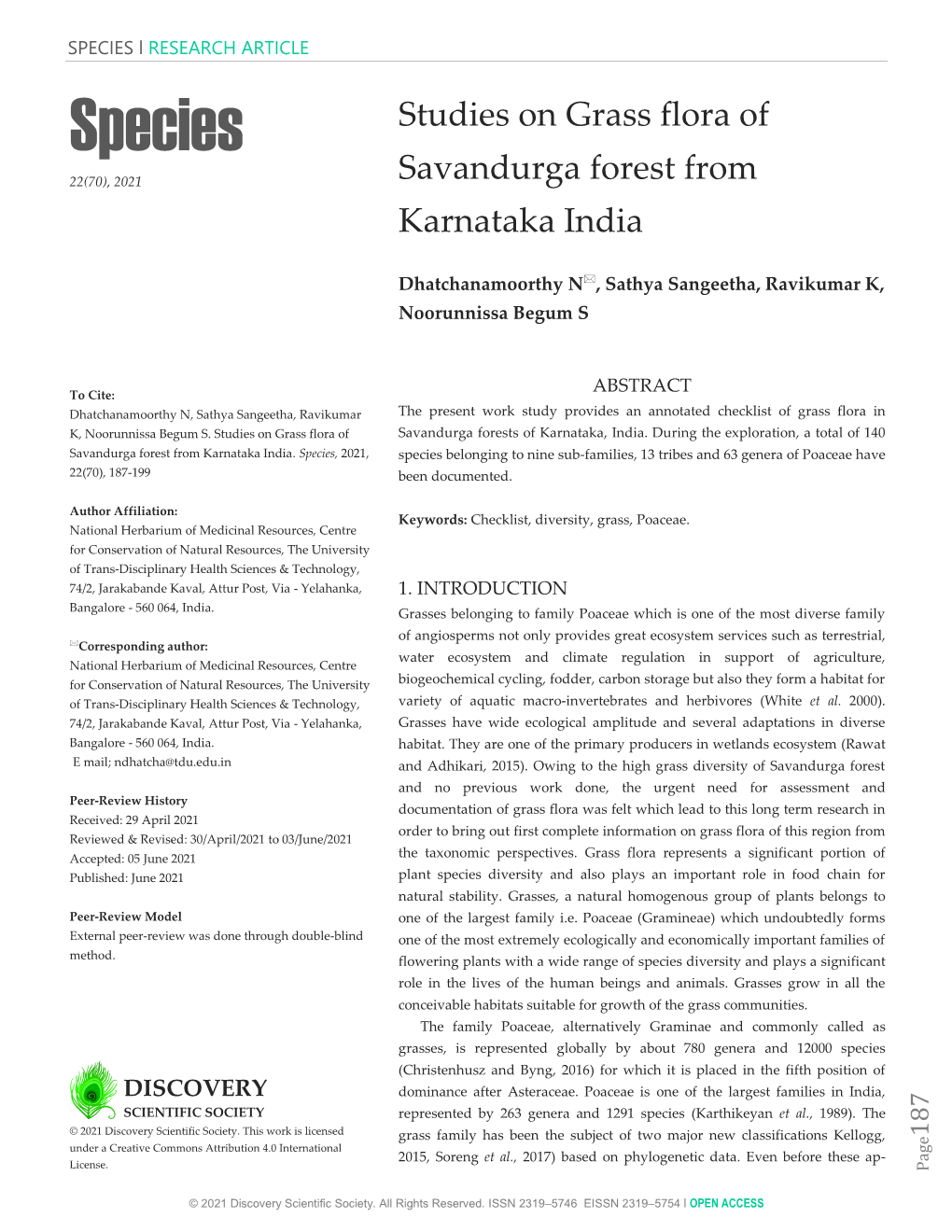 SPECIES L RESEARCH ARTICLE