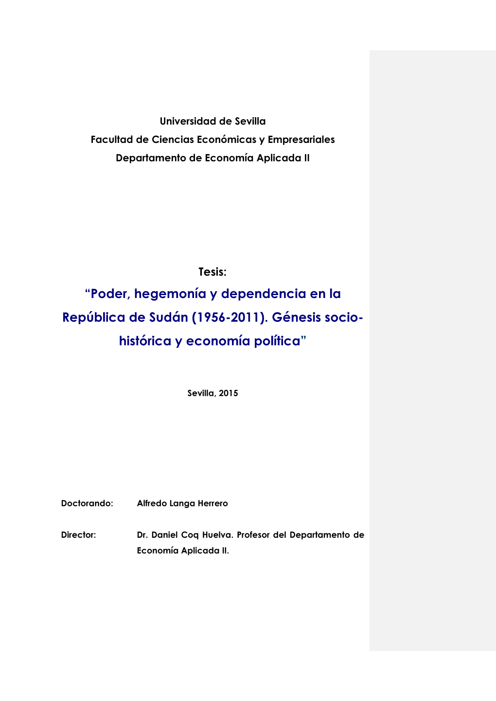 Poder, Hegemonía Y Dependencia En La República De Sudán (1956-2011)