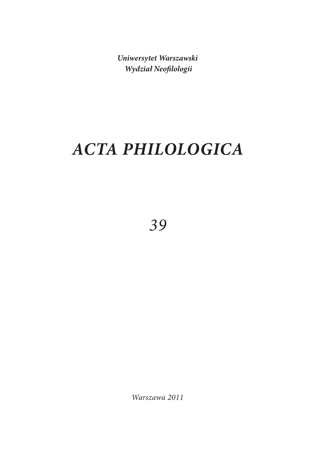 Acta Philologica 39 – Pobierz Pdf!