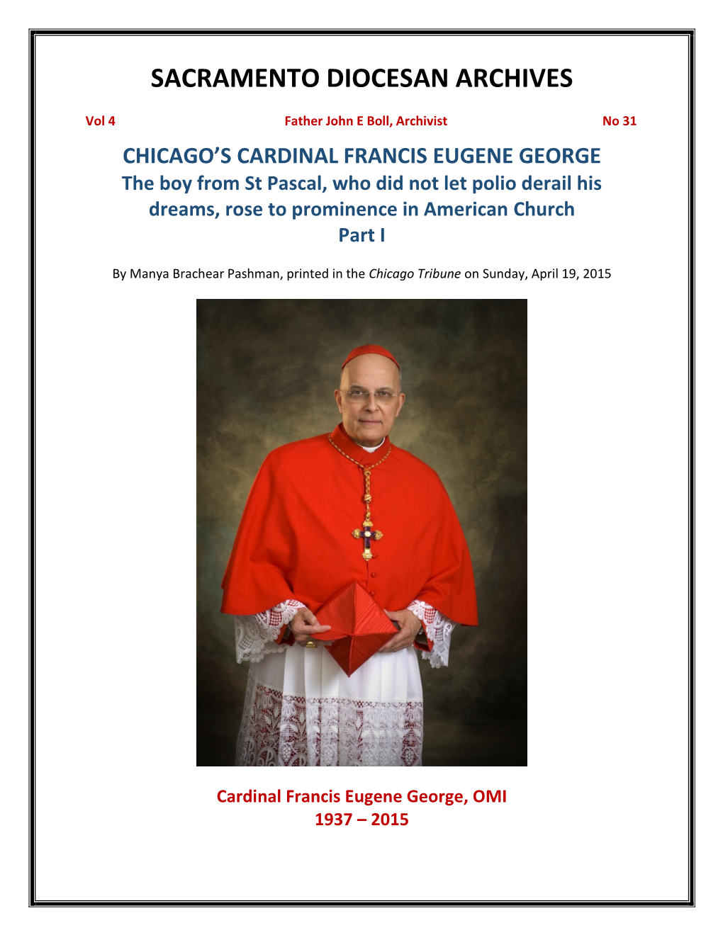 Chicago's Cardinal Francis Eugene George