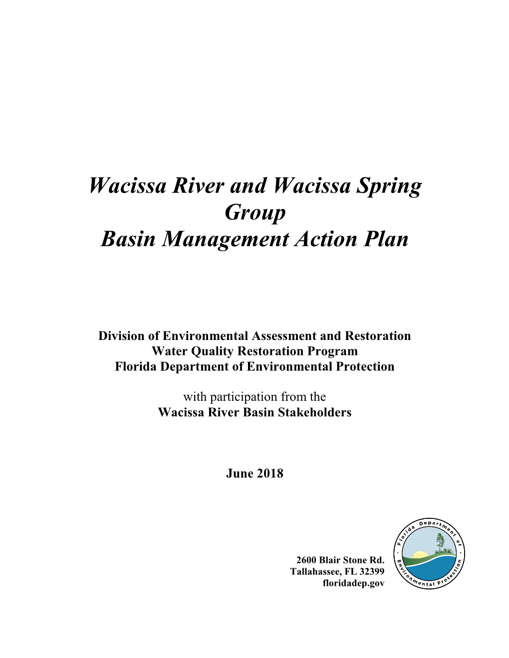 Wacissa River and Wacissa Spring Group BMAP Area and PFA Boundary