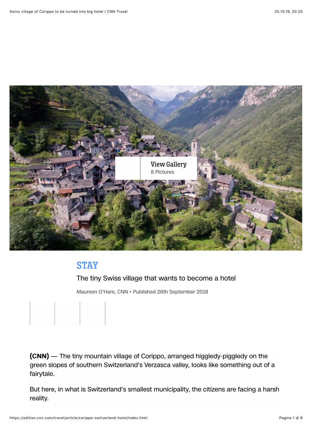 Swiss Village of Corippo to Be Turned Into Big Hotel | CNN Travel 25.10.18, 20:25