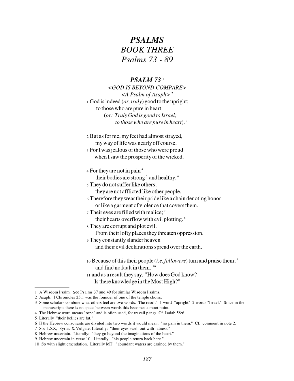 PSALMS BOOK THREE Psalms 73 - 89