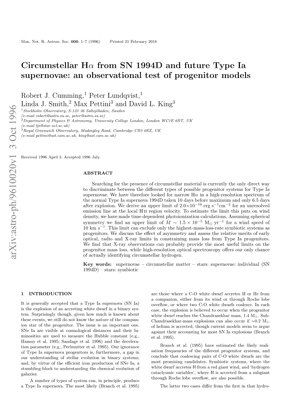 Circumstellar H-Alpha from SN 1994D and Future Type Ia Supernovae: An