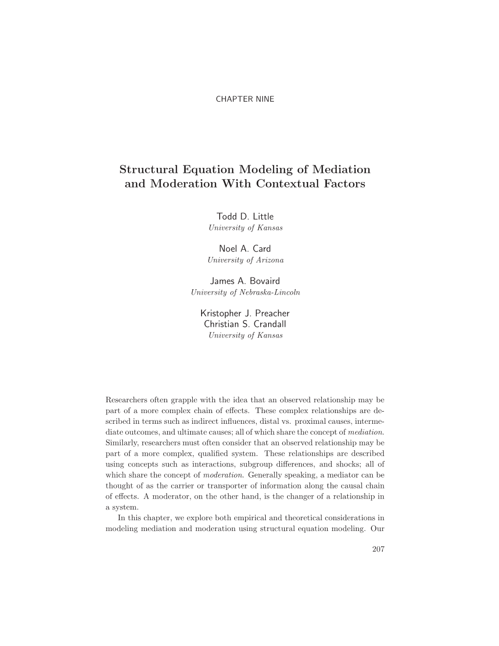 Structural Equation Modeling of Mediation and Moderation with Contextual Factors