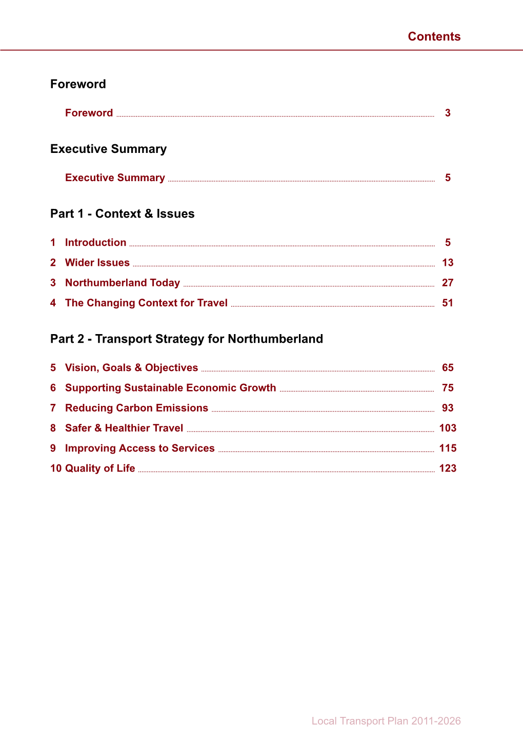 Local Transport Plan 2011-2026 Contents