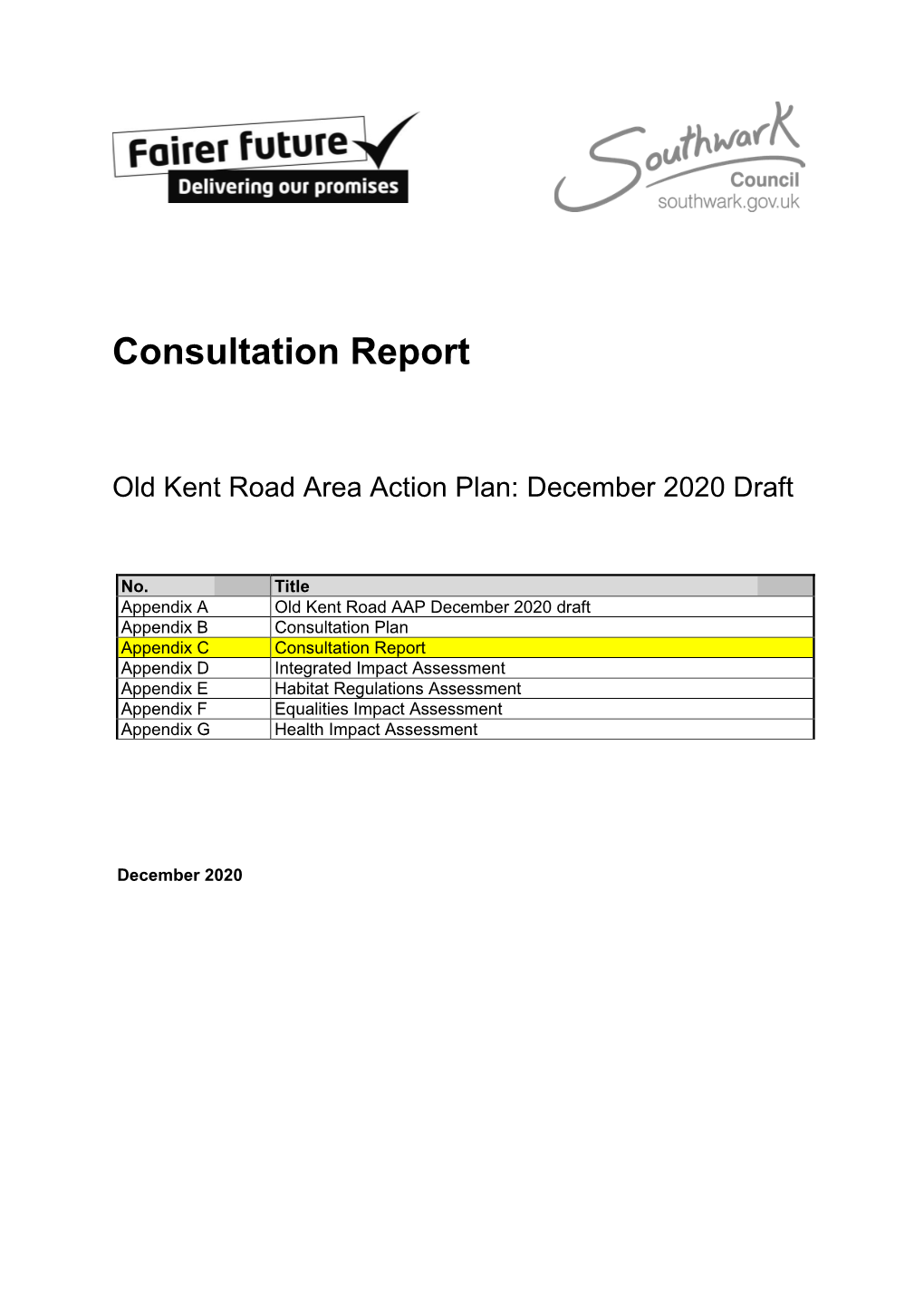 Old Kent Road AAP Consultation Report
