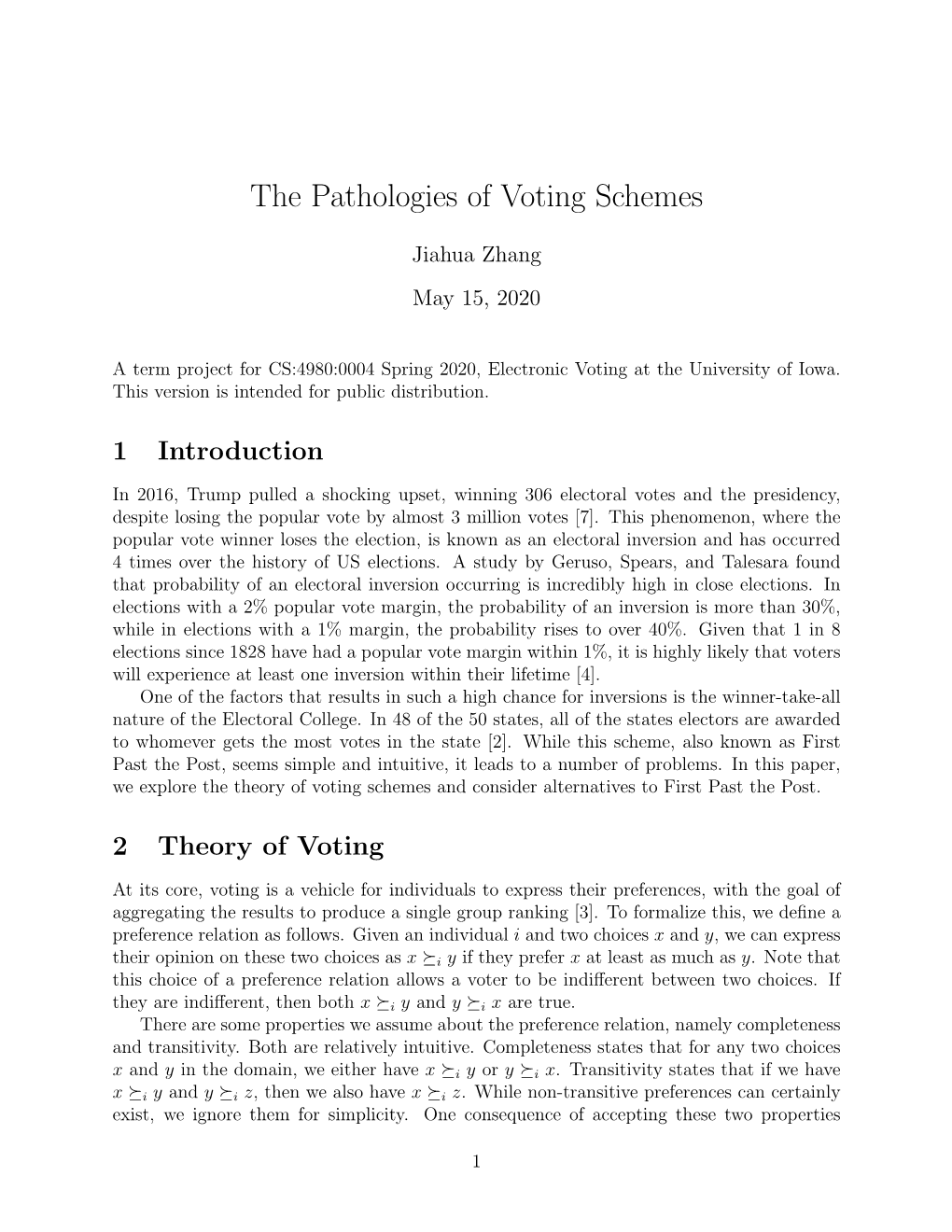 The Pathologies of Voting Schemes