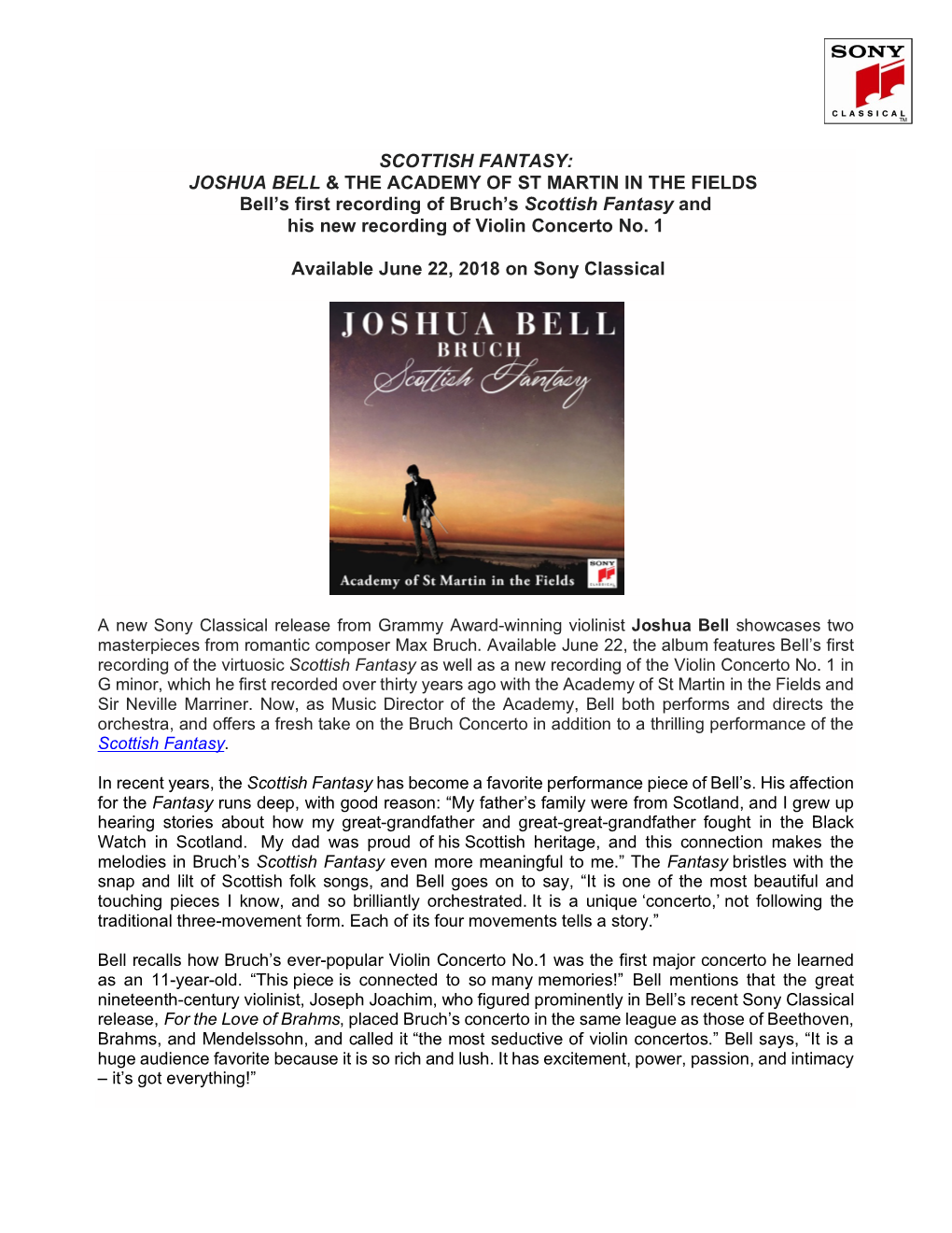 Scottish Fantasy: Joshua Bell & the Academy of St Martin