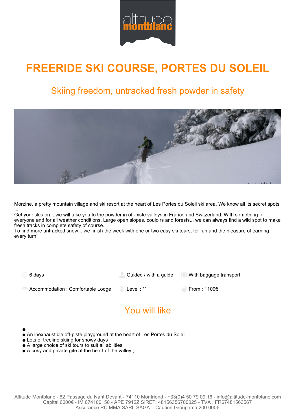 Freeride Ski Course, Portes Du Soleil
