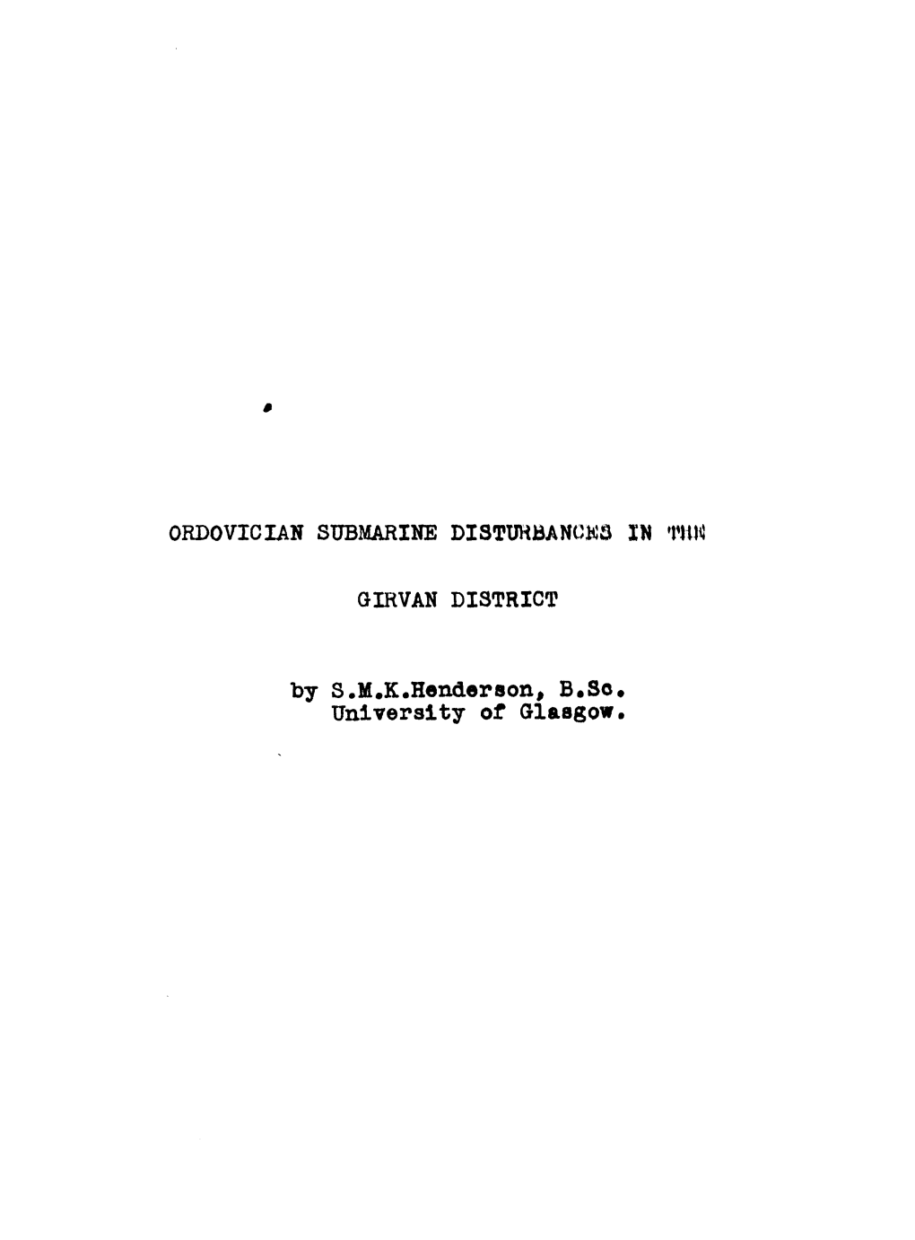 Ordovician Submarine Disturbances in the Girvan District