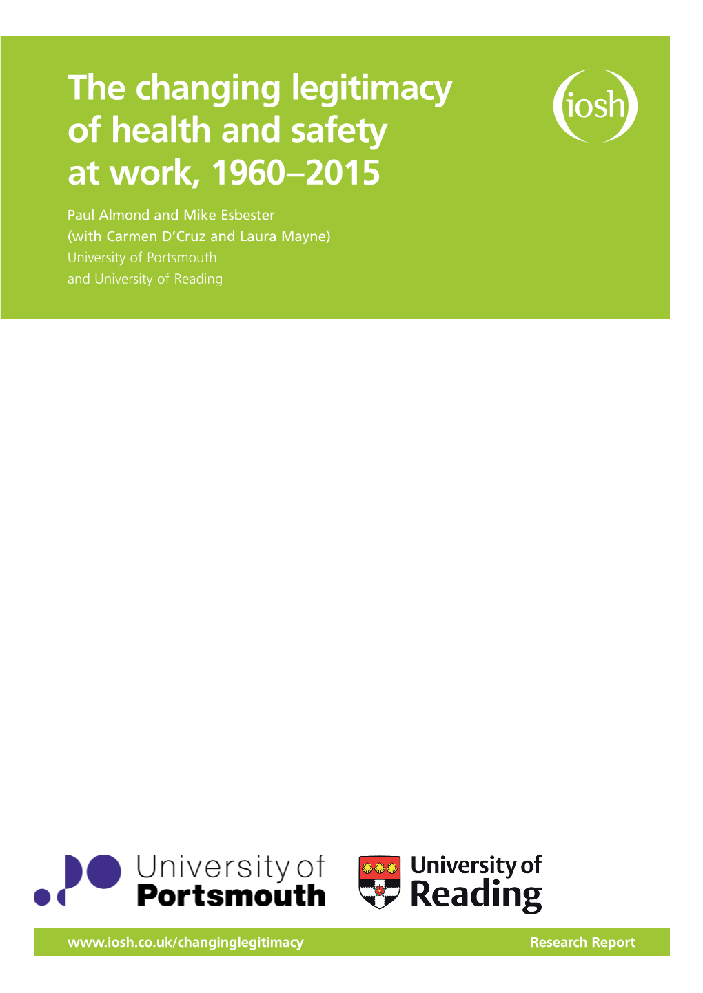 The Changing Legitimacy of Health and Safety at Work, 1960-2015