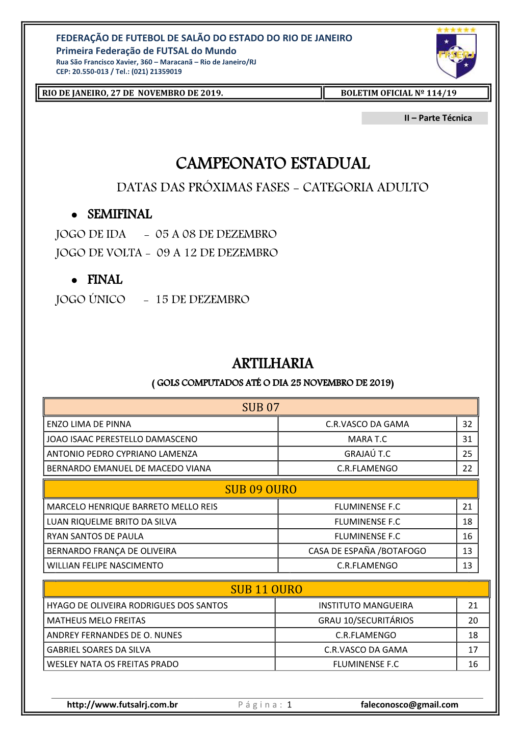 Campeonato Estadual Datas Das Próximas Fases - Categoria Adulto