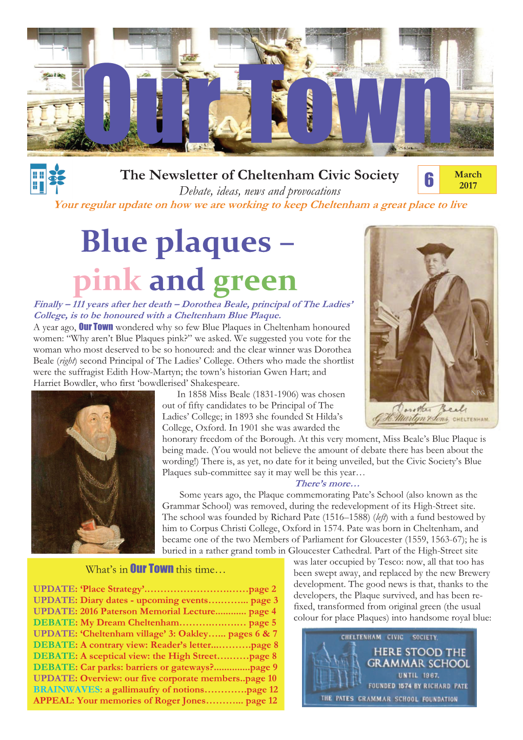 Blue Plaques – Pink and Green Finally – 111 Years After Her Death – Dorothea Beale, Principal of the Ladies’ College, Is to Be Honoured with a Cheltenham Blue Plaque