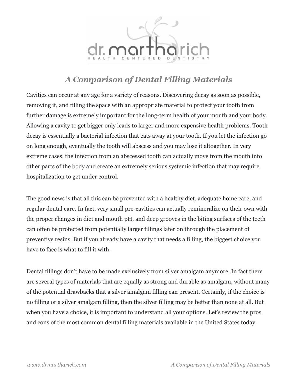 A Comparison of Dental Filling Materials.Printablepdf