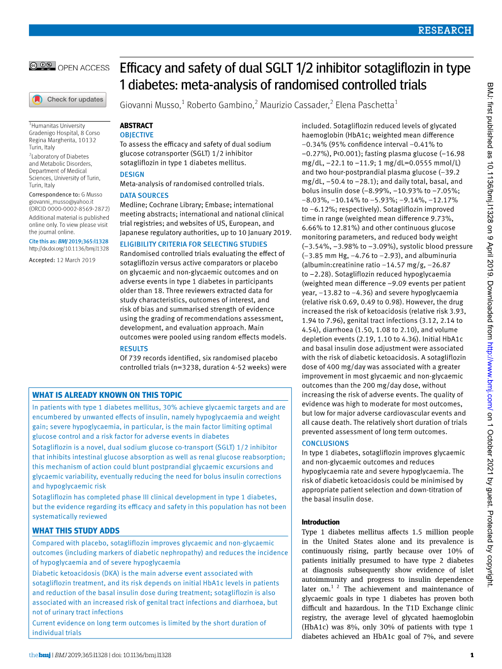 Efficacy and Safety of Dual SGLT 1/2 Inhibitor Sotagliflozin in Type 1 Diabetes