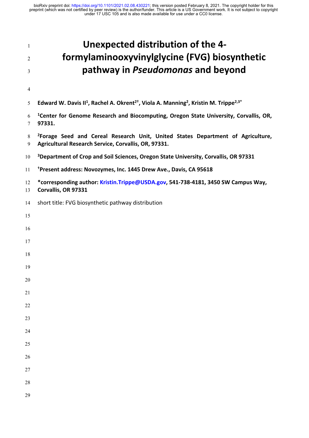 FVG) Biosynthetic 3 Pathway in Pseudomonas and Beyond