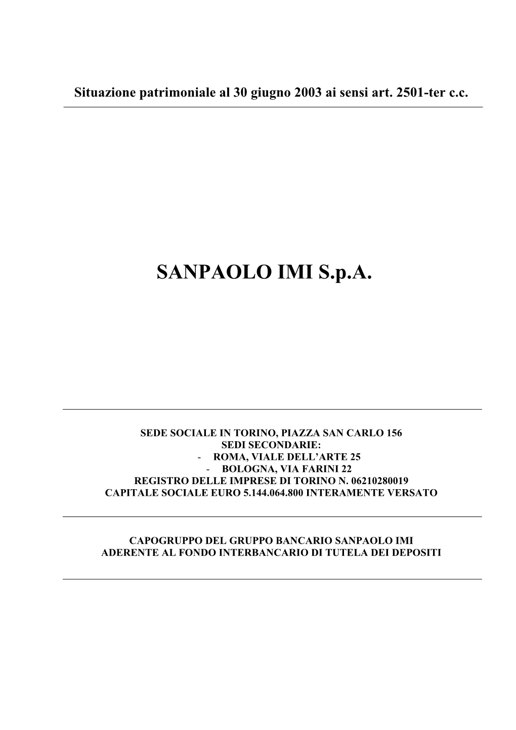 SANPAOLO IMI S.P.A